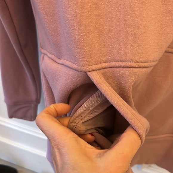 Athleta Cozy Karma Side Slit Fleece Lined Mauve Pink Hoodie Sweatshirt Size XS - Picture 5 of 8